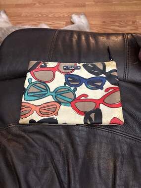 Kate Spade Sunglasses Print Coated Canvas Zip Makeup Pouch Clutch